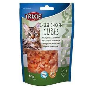 تشویقی گربه تریکسی مدل Cheese Chicken Cubes کد 42717 وزن 50 گرم